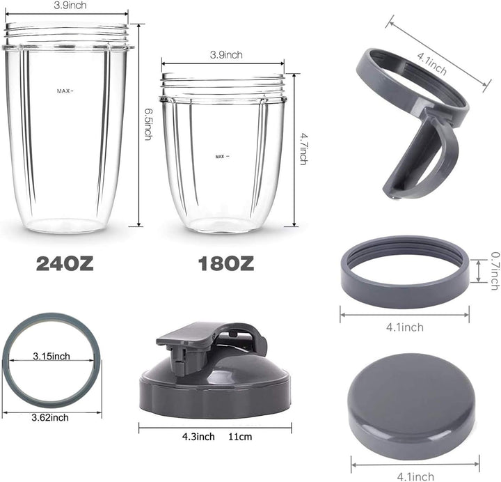 Mixer-teile, 510 ml / 680 ml Becher mit Lippen-Ring, Flip-Top to go Deckel, Frischhaltedeckel, Dicht