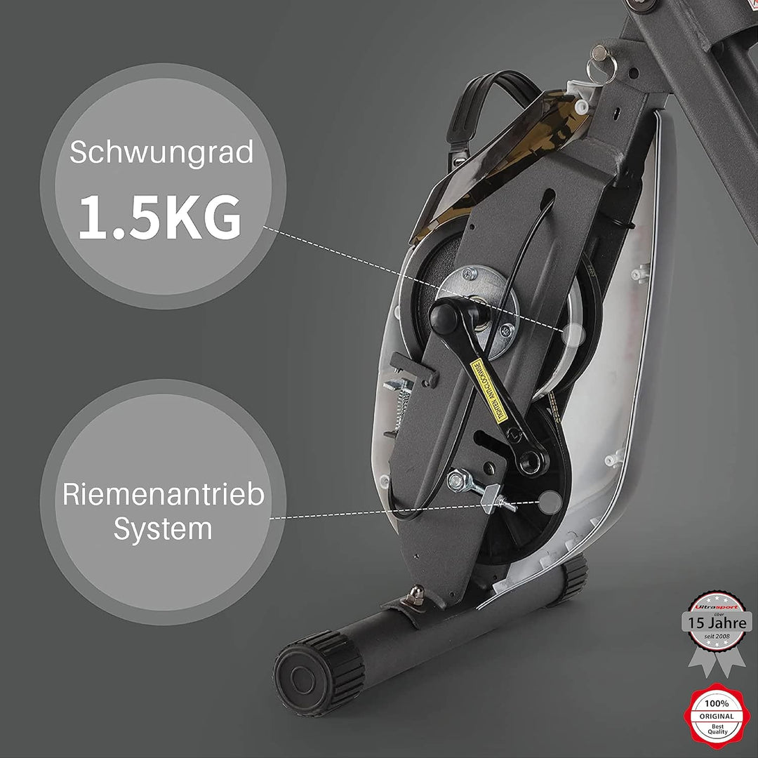 Ultrasport F-Bike, Fahrradtrainer, Heimtrainer, faltbares Fitnessfahrrad, integrierter Trainingscomp