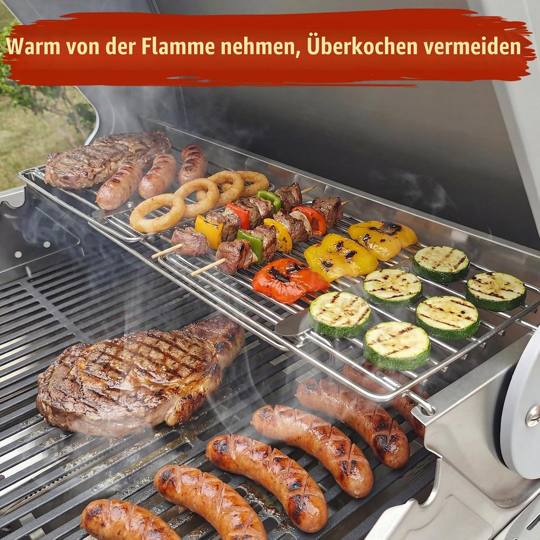 Denmay 40-94cm Universal Edelstahl Warmhalterost für Gas-/Holzpellet-/Grill-/Smoker-Grill, Verstellb