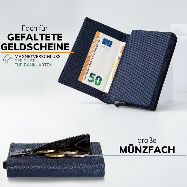 GUGGIARI® Kreditkartenetui - Kartenetui mit Münzfach/Kartenhalter mit Magnetverschluss - Aluminium R