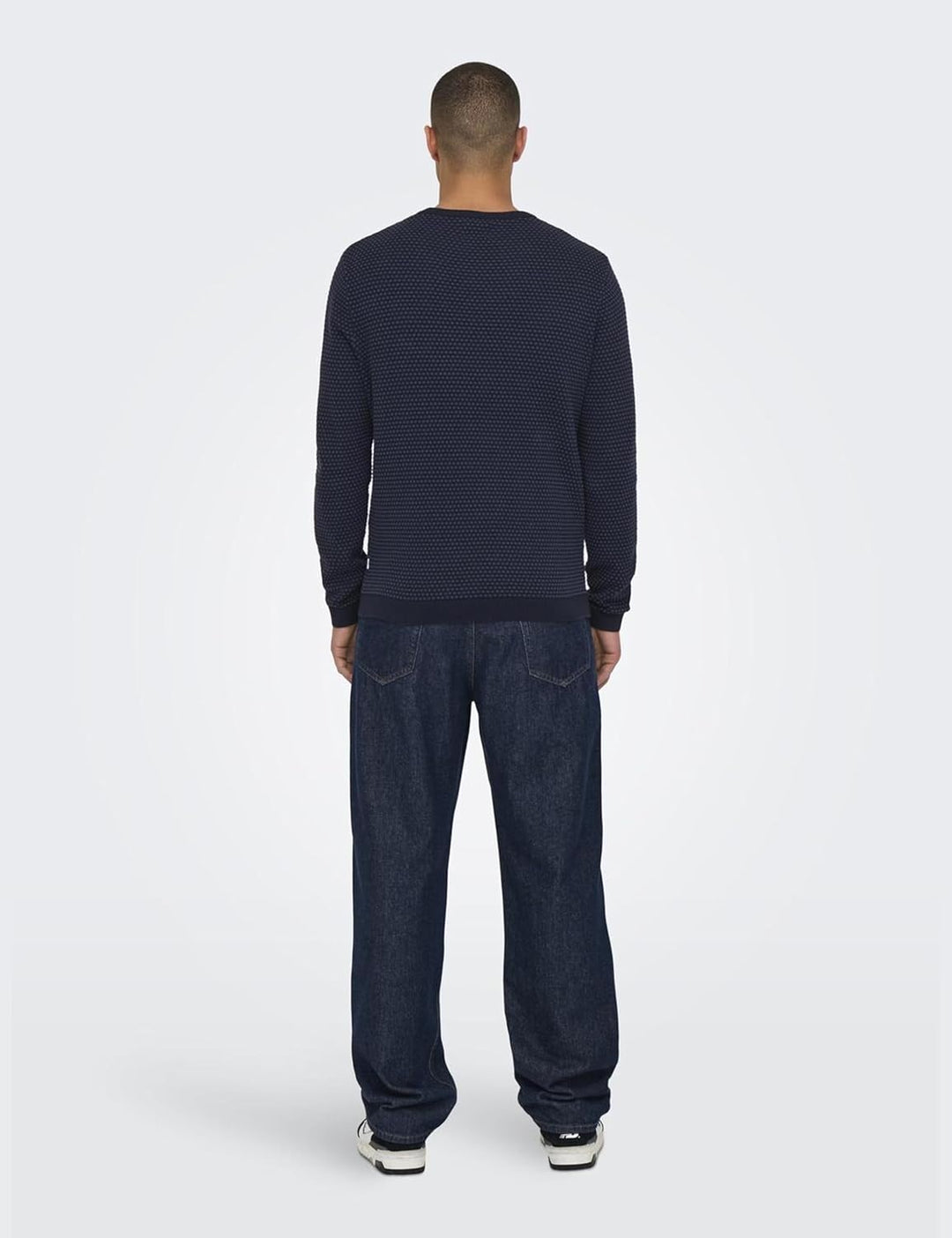 ONLY &amp; SONS Herren Strickpullover ONSTapa Herrenpulli mit Struktur L Navy Blazer/Mood Indigo Dots, L