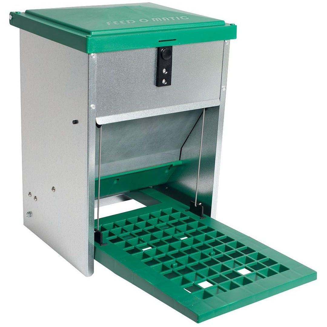 Futterautomat Feedomatic 5kg mit Trittplatte für 5kg Futter, Geflügel-Futterautomat, Hühnertrog, Fut