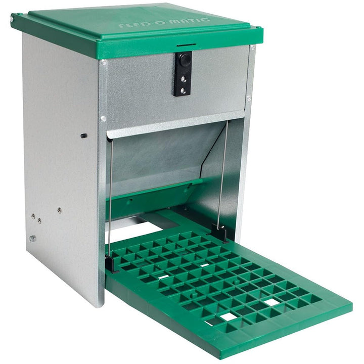 Futterautomat Feedomatic 5kg mit Trittplatte für 5kg Futter, Geflügel-Futterautomat, Hühnertrog, Fut