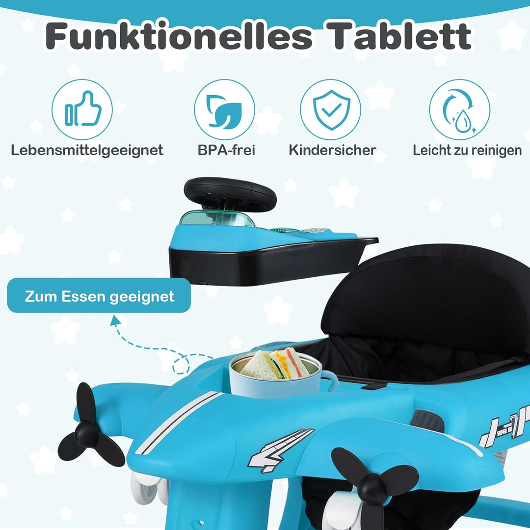 GOPLUS 6 in 1 Lauflernhilfe, Lauflernwagen mit einstellbarer Geschwindigkeit & 3 Höhen, Esstablett,