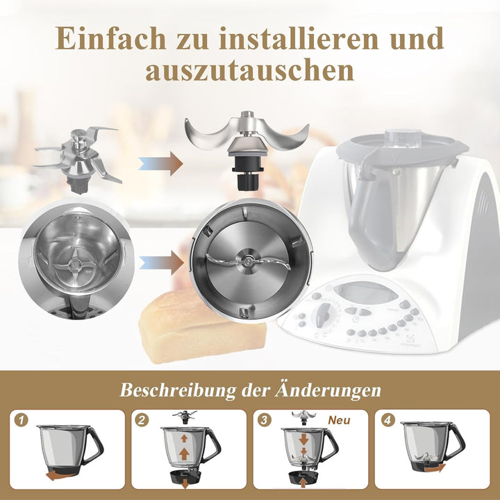 Teigmesser für Vorwerk Thermomix TM31, Mixmesser Ersatzteile für Thermomix TM31, Edelstahl-Teigmisch