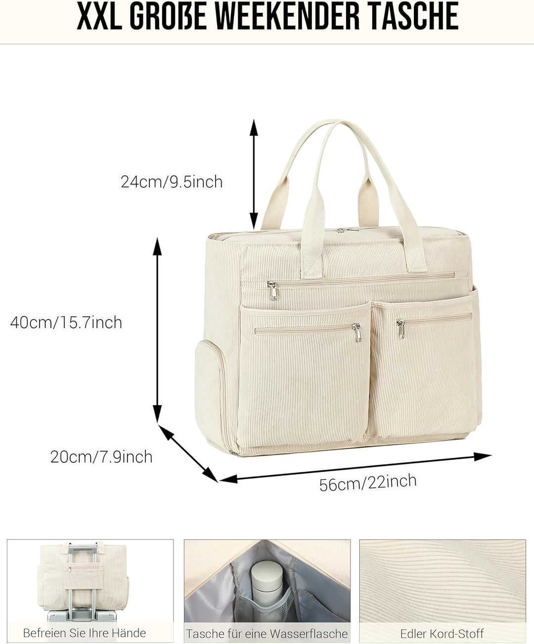 Makukke Grosse Reisetasche Damen Weekender mit Nassfach & Schuhfach, XXL Strandtasche mit Reissversc