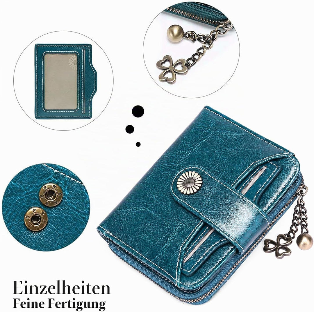 SENDEFN Geldbörse Damen Klein,Geldbeutel Frauen Echtes Leder,mit Münzfach Kleines Zipper Brieftasche