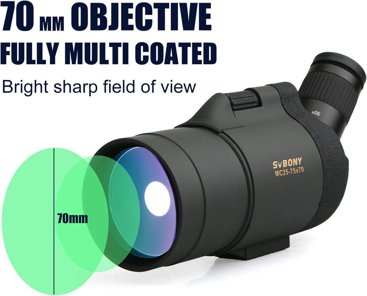 Svbony SV41 Spektiv, 25-75x70 Mak Telescope Monokular, BAK4 Prism FMC Optics Wasserdicht Spektiv mit