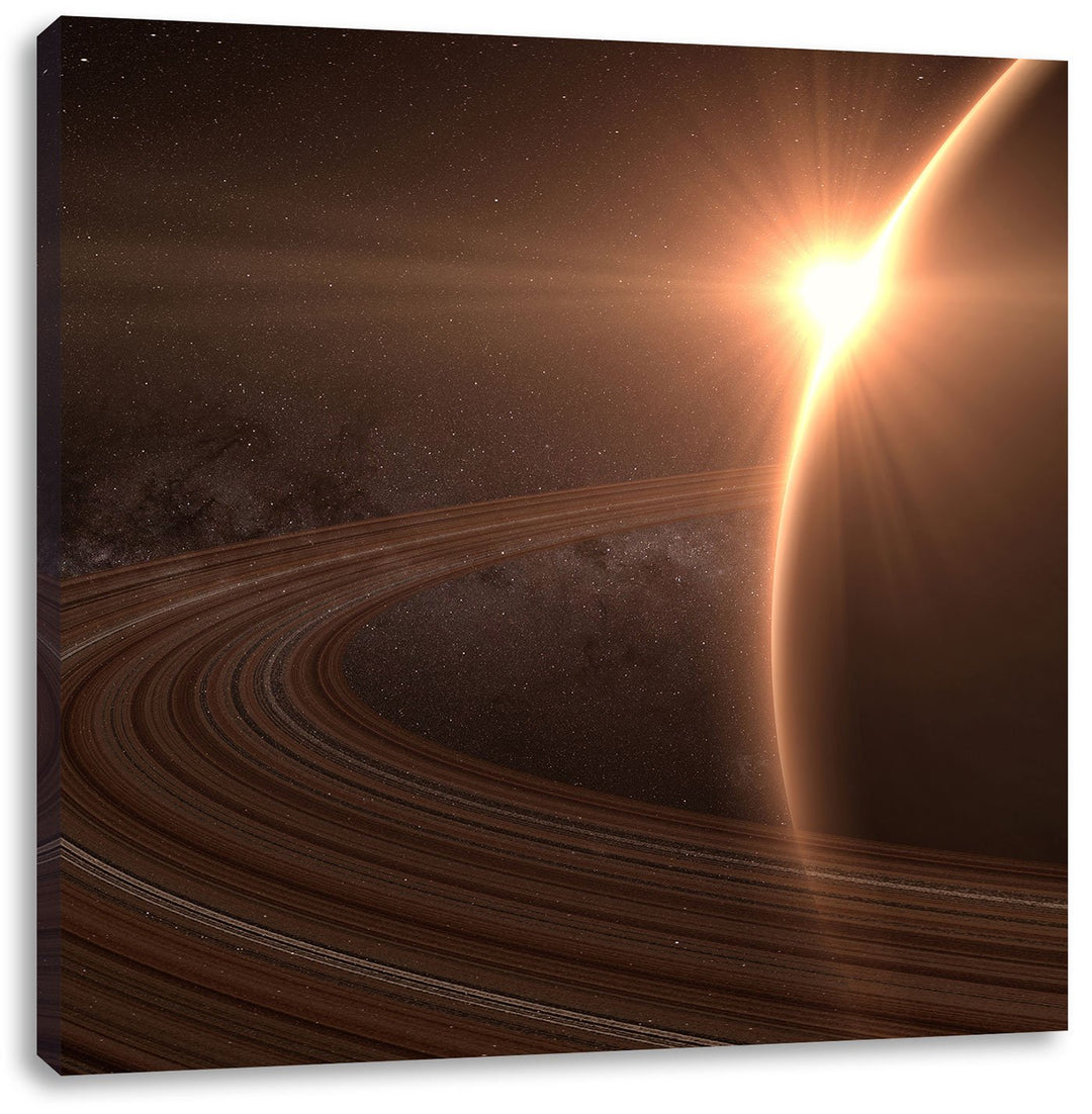 Pixxprint Planet Saturn im Weltall als Leinwandbild/Grösse: 70x70 cm/Wandbild/Kunstdruck/fertig besp