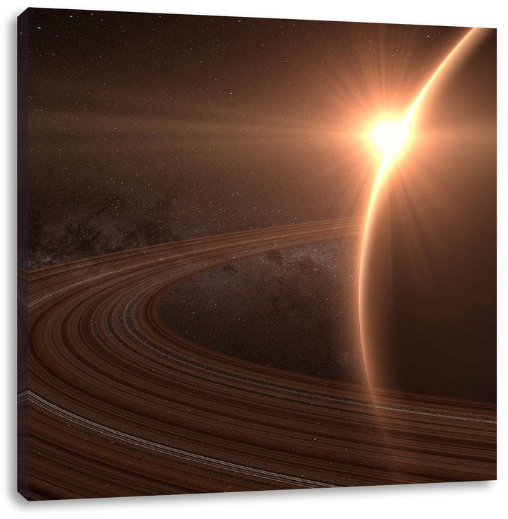 Pixxprint Planet Saturn im Weltall als Leinwandbild/Grösse: 70x70 cm/Wandbild/Kunstdruck/fertig besp
