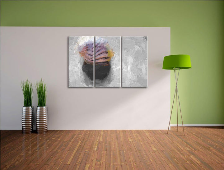 kleines gestreiftes Schneckenhaus schwarz/weiss Deluxe 3-Teiler Leinwandbild 120x80 Bild auf Leinwan