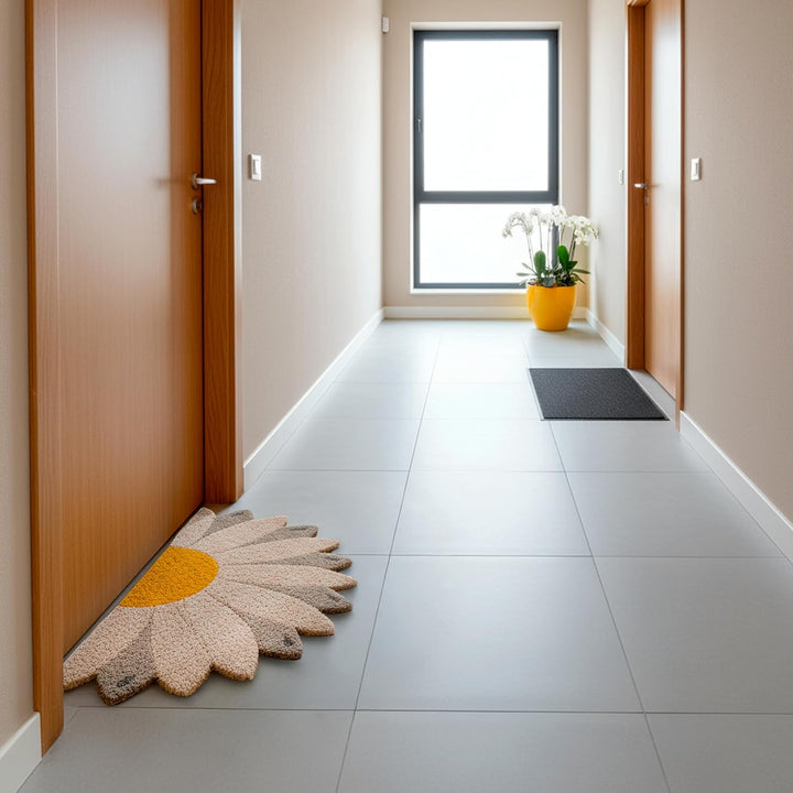 FISURA – Fussmatte “Better Late” aus Kokosnuss mit Rutschfester PVC-Basis. Handbemalte Innenmatte in