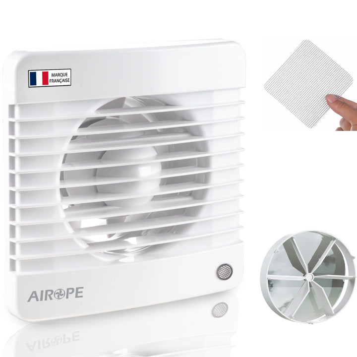 Timer,100 mm Abluftventilator mit Rückschlagventil + Integriertes Moskitonetz,Low Wattage,7 W,Wenig