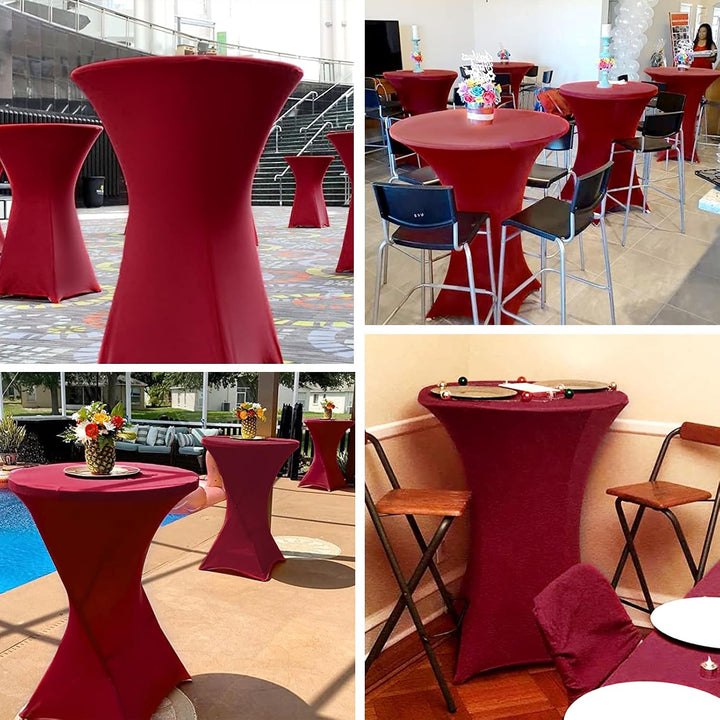 3 Stück Burgund Stehtisch Hussen Stehtische, Stehtischhusse für Ø 80-85 cm Stehtische und Bistrotisc