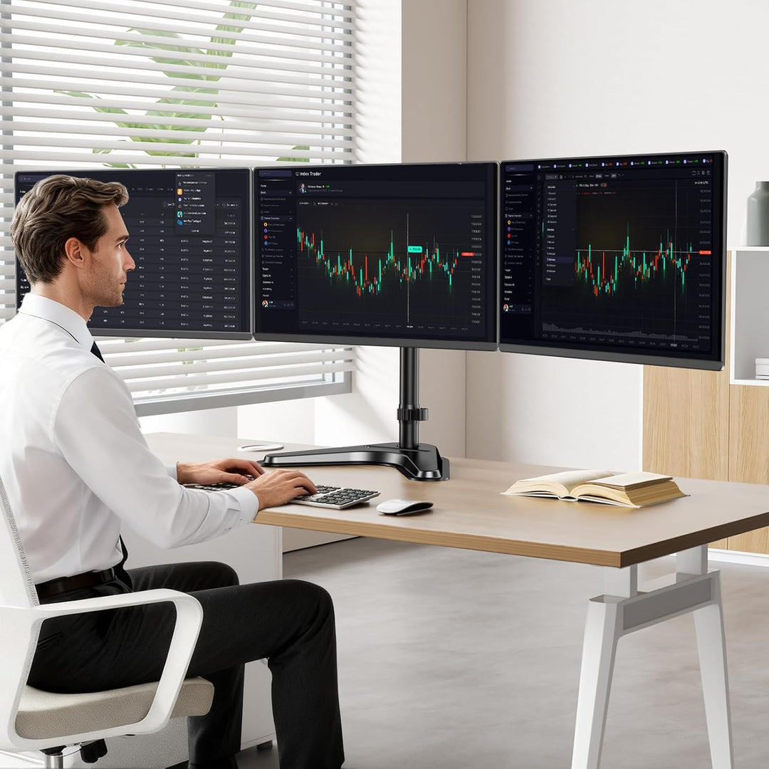 Putorsen Monitorhalterung für 3 Monitore bis 27 Zoll - Schwere, voll verstellbare Tischhalterung mit