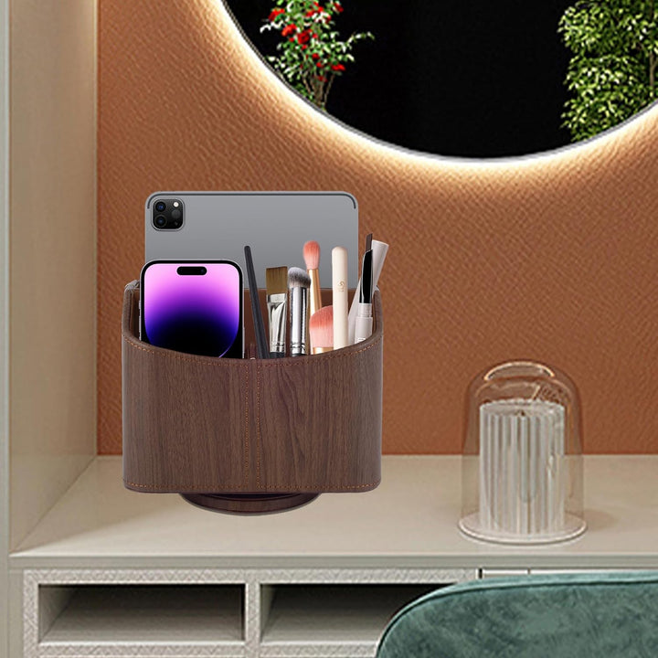 360-drehender Fernbedienungshalter, 5-Teile Nachttisch PU-Leder Multifunktionale Organizer Büro Schr