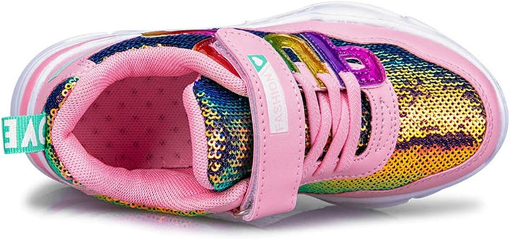 Mädchen Turnschuhe Sparkle Scales Sneaker Kinderschuhe mit Klettverschluss(28-38 EU), Pink