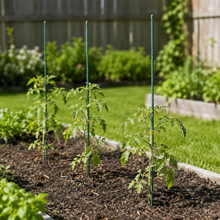 KADAX Pflanzstäbe 90 cm x 11 mm, 10er Set – Beschichteter Stahl Rankstab, Pflanzenstütze & Tomatenst