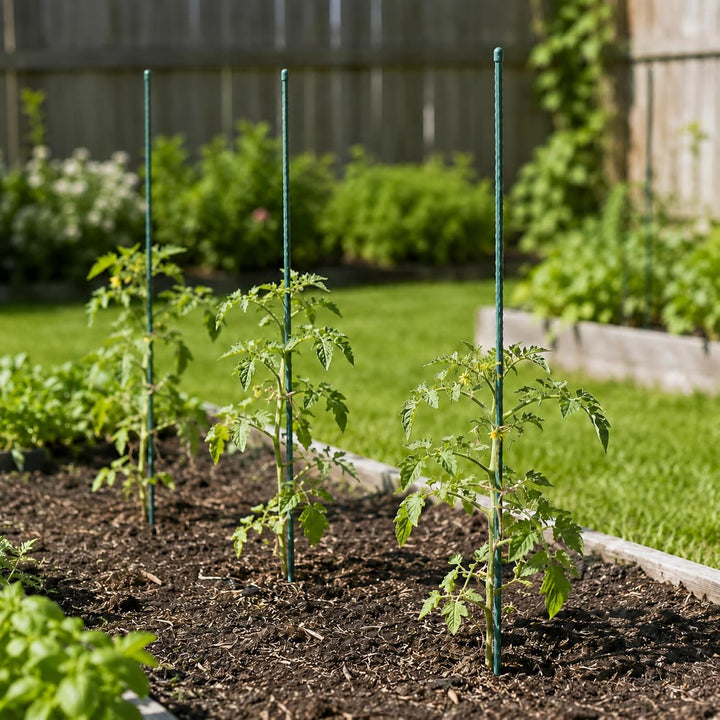 KADAX 5X Pflanzstäbe 90cm x 11mm, Blumenstütze aus Stahl, Beschichtete Pflanzstab, Pflanzen-Rankstab
