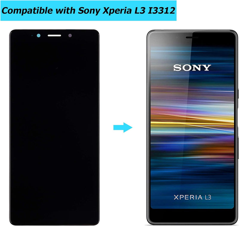 Vvsialeek Neu Ersatz LCD Display Kompatibel Für Sony Xperia L3 I3312 I4312 I4332 I3322 Schwarz LCD T