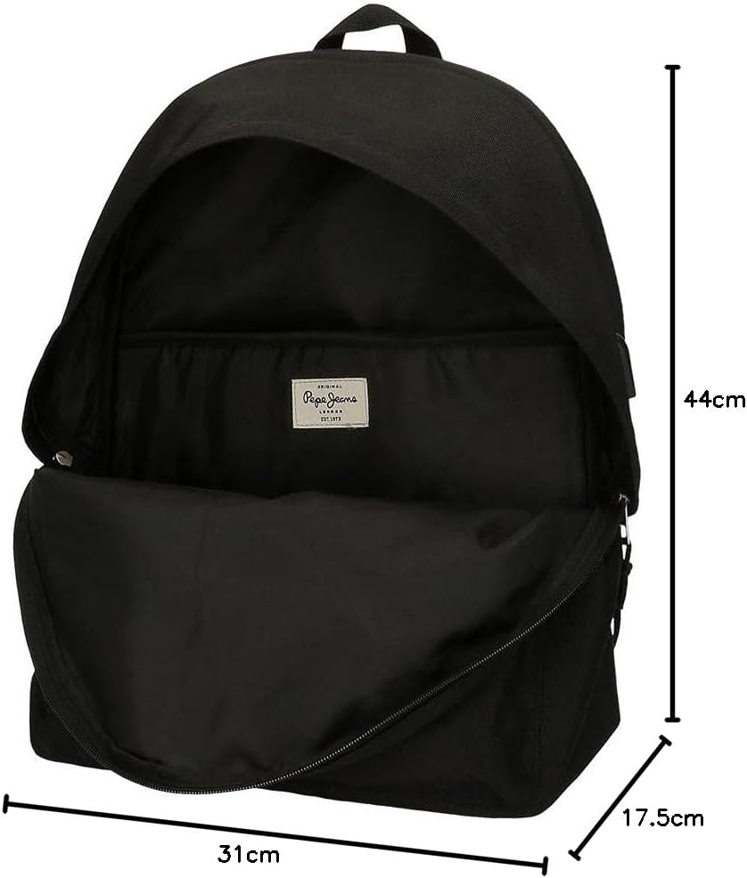 Pepe Jeans Unisex, Kinder Aris Rucksack und Federmäppchen (1er Pack) 30cm x 44cm x 20cm Schwarz, 30c