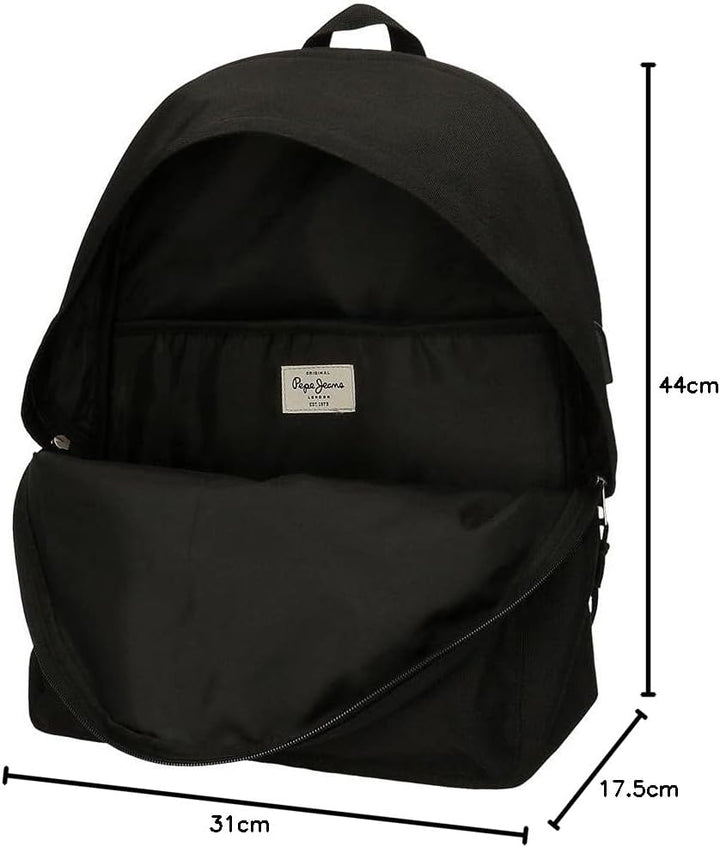 Pepe Jeans Unisex, Kinder Aris Rucksack und Federmäppchen (1er Pack) 30cm x 44cm x 20cm Schwarz, 30c