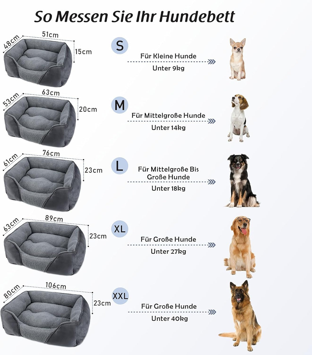 FURTIME Hundebett Mittelgrosse Hunde, Hundebett Waschbar Flauschig Hundekorb, Rutschfestes Hundekörb