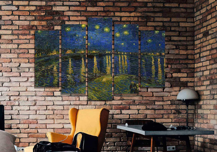 Vincent Van Gogh Kunstdruck auf Leinwand, Motiv Sternennacht über der Rhone, 112 x 61 cm 112cm x 61c