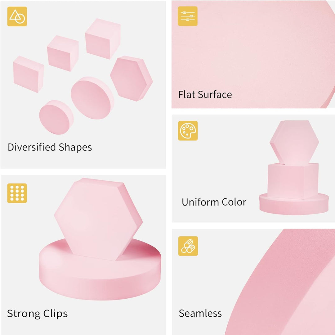 Selens Fotografie Requisiten Geometrische Würfelschaumformen 6 Stück Rosa Hintergrund Schaum Requisi