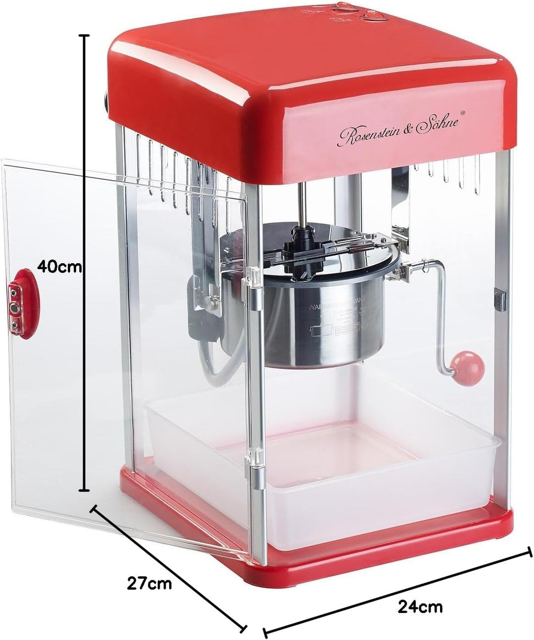 Rosenstein & Söhne Popcorn-Maker: Profi-Retro-Popcorn-Maschine "Cine", Edelstahl-Topf im 50er-Stil,