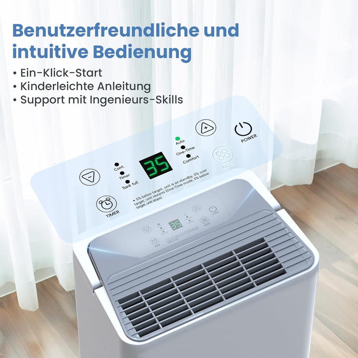 Newentor Bdpt. 12L Luftentfeuchter Elektrisch Keller 35dB, Entfeuchter Elektrisch Keller mit Ablaufs