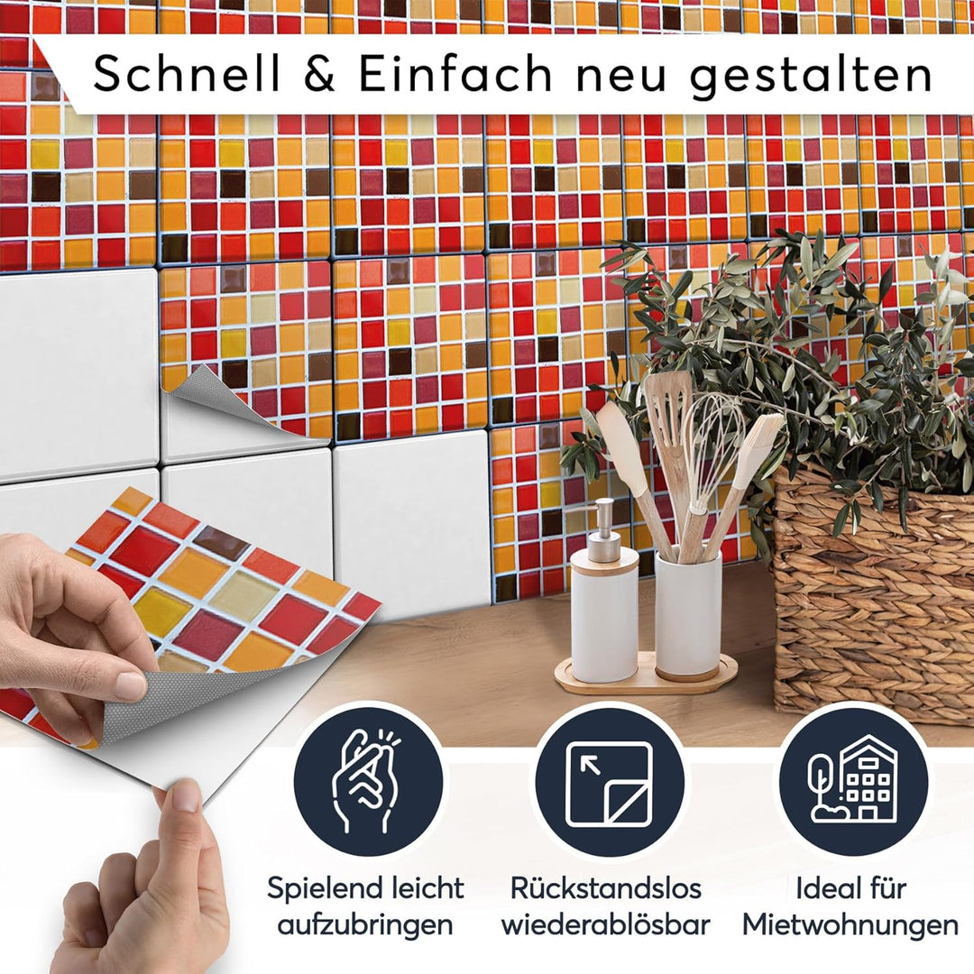 Fliesen Mosaik-Folie I Deko-Aufkleber für Badfliesen und Küchenspiegel I selbstklebende Fliesen-Stic