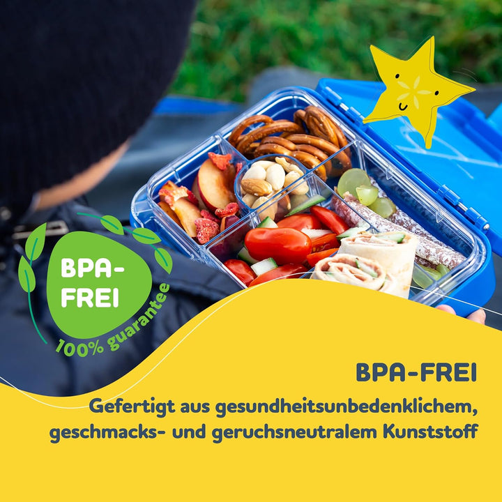 schmatzfatz Junior Brotdose Kinder mit Fächern| BPA Frei Lunchbox Kinder| Bento Box Kinder | Brotbox
