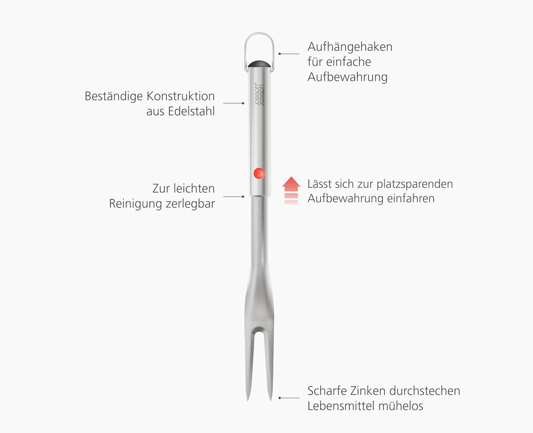 Joseph Joseph GrillOut BBQ Grillgabel, Teleskopierbar für kompakte Aufbewahrung, Scharfe Edelstahlzi