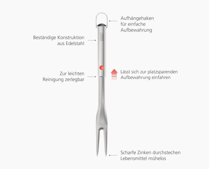 Joseph Joseph GrillOut BBQ Grillgabel, Teleskopierbar für kompakte Aufbewahrung, Scharfe Edelstahlzi