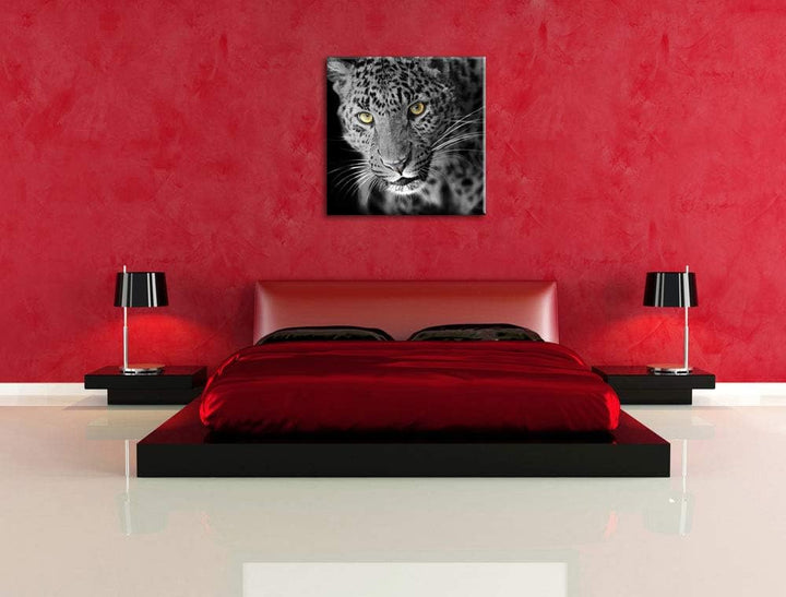 Pixxprint prächtig anmutiger Leopard als Leinwandbild/Grösse: 70x70 cm/Wandbild/Kunstdruck/fertig be