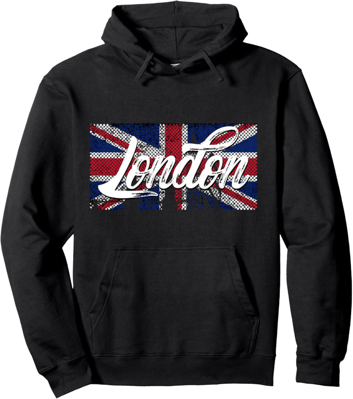 London England Vibes, I Love London, Vintage London UK Flag Pullover Hoodie