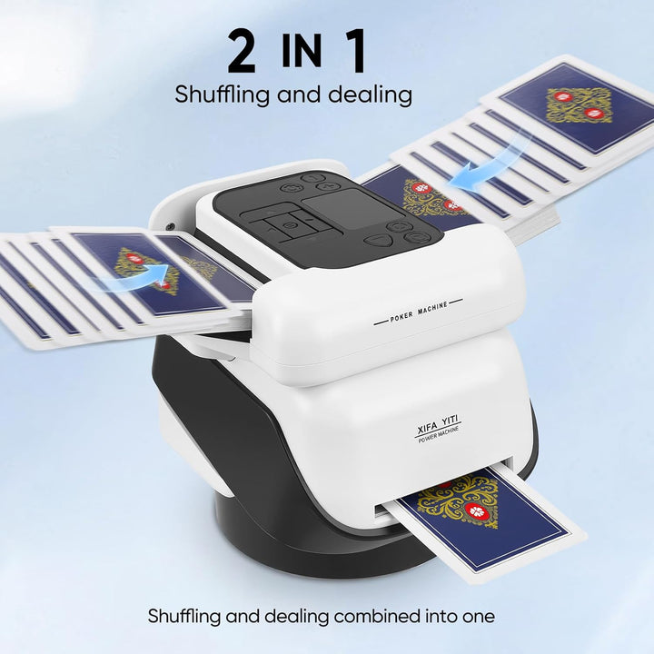 Automatischer Kartenmischer und Austeiler, 2 in 1 Kartenmischmaschine, 360° Drehung für 2-8 Spieler,