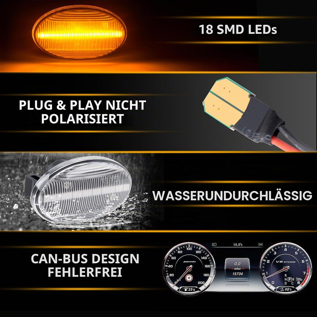LED Blinker Spiegelblinker für Mercedes-Benz Smart W450 W452 A-Class W168 Citan W415 Vito W639 W447,