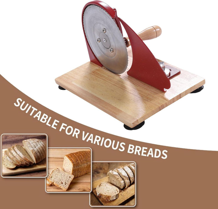 Handkurbel -Brotschneidemaschine, Hölzerne Basis -Design -Schnittblätter Einfach zu Bedienen Tragbar
