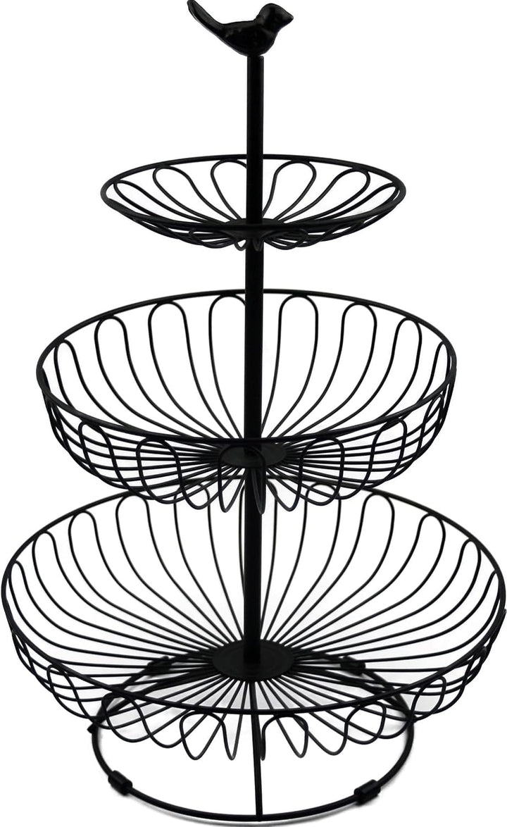 Auroni Obst Etagere 3 Stöckig Obstkorb Obstschale Metall - schwarz - modern - dekorativ für mehr Pla