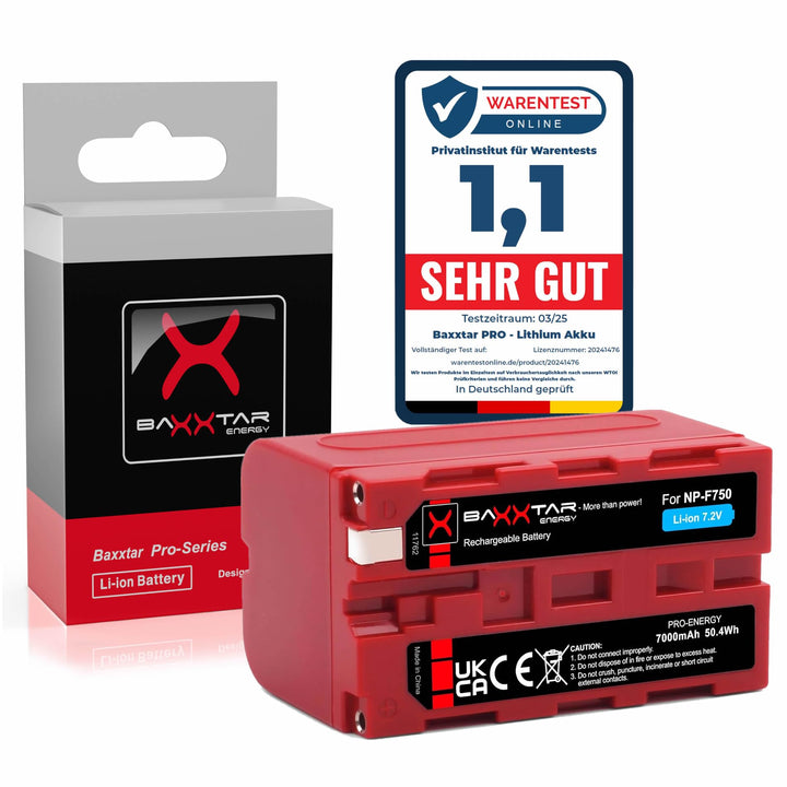 BAXXTAR PRO Akku NP-F750 echte 5200mAh - LG Cells Inside - kompatibel mit Sony NP-F750 / NP-F550 NP-