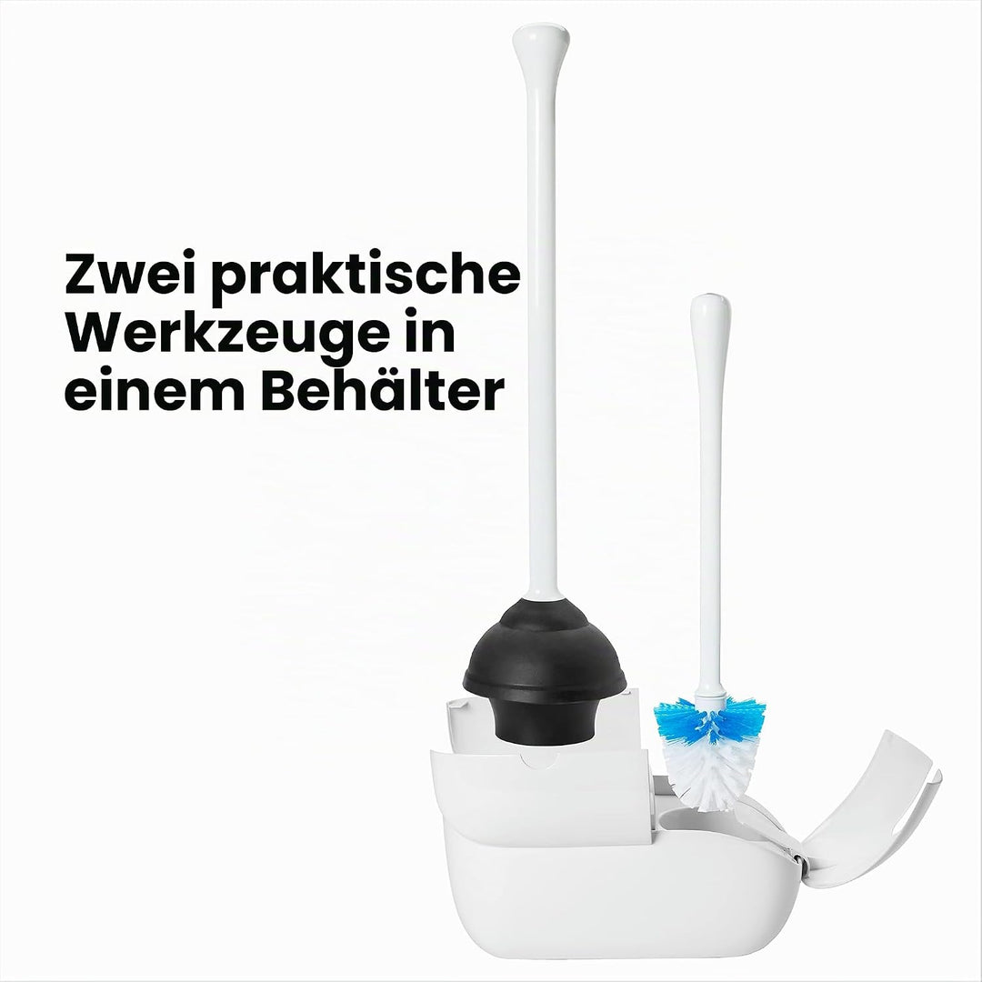 OXO Good Grips Hideaway WC-Bürste und Kolben, Weiss Set, Set