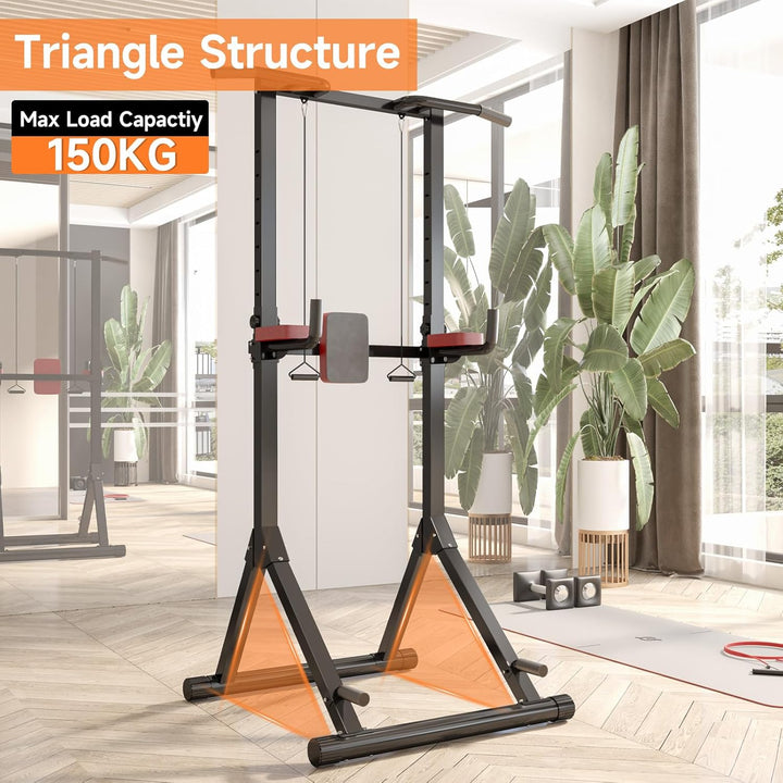 Power Tower Dip Station Klimmzugstange Freistehend Höhenverstellbar von 170-220cm Multifunktionale K