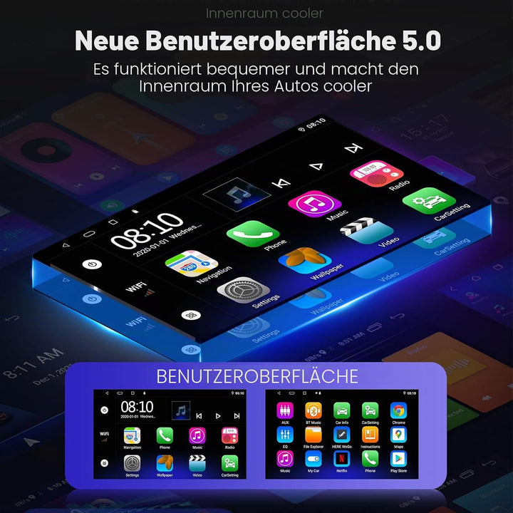 LEXXSON Android Autoradio für Nissan Juke 2011-2016, Android Auto Carplay Kompatibel mit 9 Zoll Touc