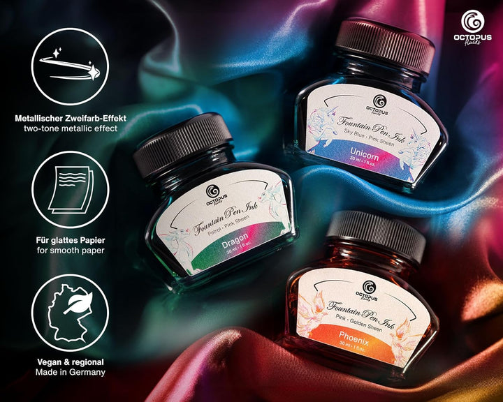 3 x 30 ml Füllhaltertinte Sheen mit Konverter, Set LEGEND, LEGEND