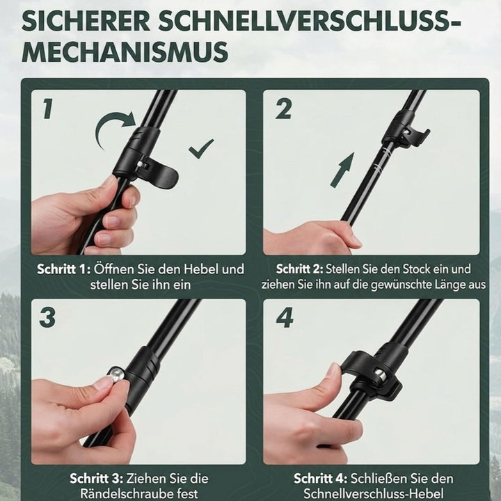 NORKEN - Wanderstöcke, Teleskopstöcke, Aluminium 7075, leicht und robust, Flip Lock Verriegelung, er