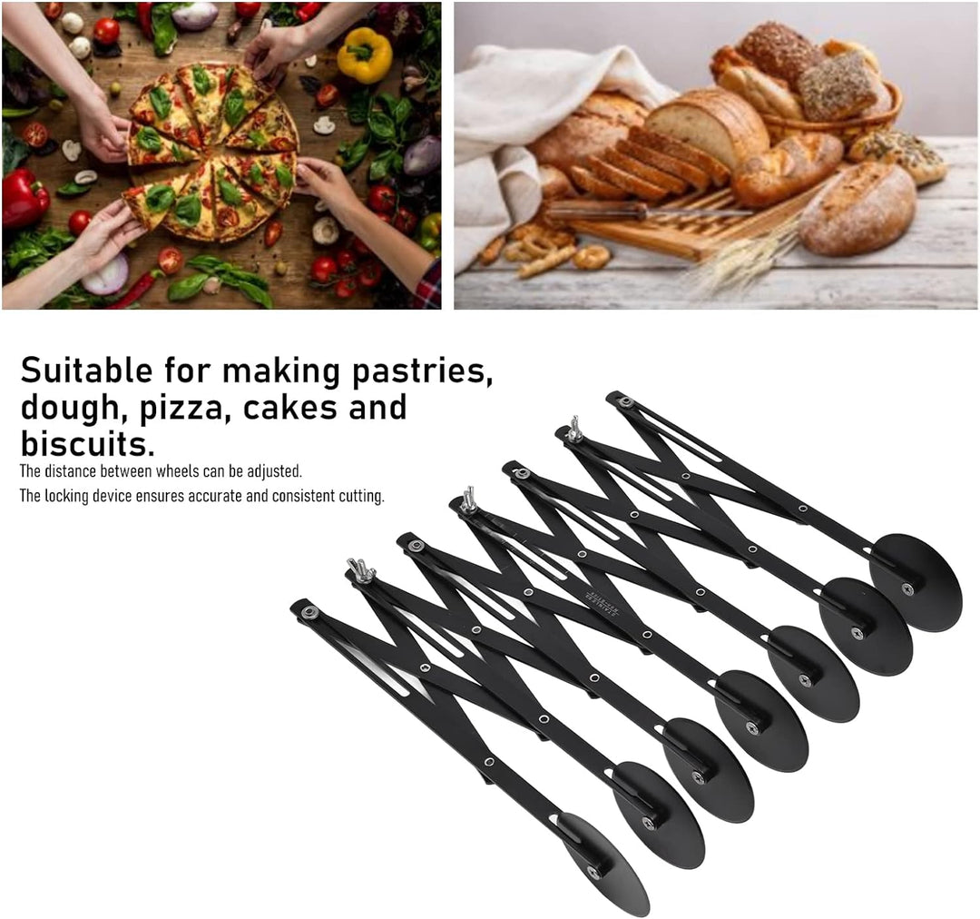 Natudeco Gebäckschneider, Teigmesser, Edelstahl, Pizzaschneider, erweiterbarer Pizzarollenschneider,