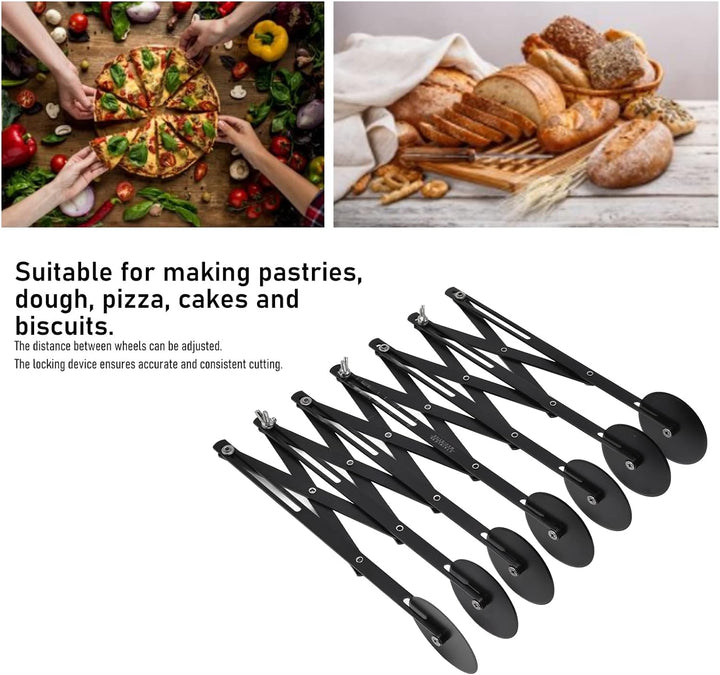 Natudeco Gebäckschneider, Teigmesser, Edelstahl, Pizzaschneider, erweiterbarer Pizzarollenschneider,