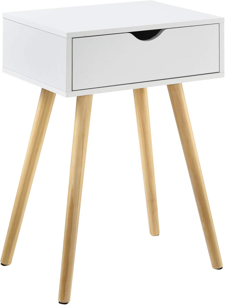 [en.casa] Beistelltisch mit Schublade Weiss Retro 60x40x30 cm Kommode Nachttisch Schubladentisch Nac